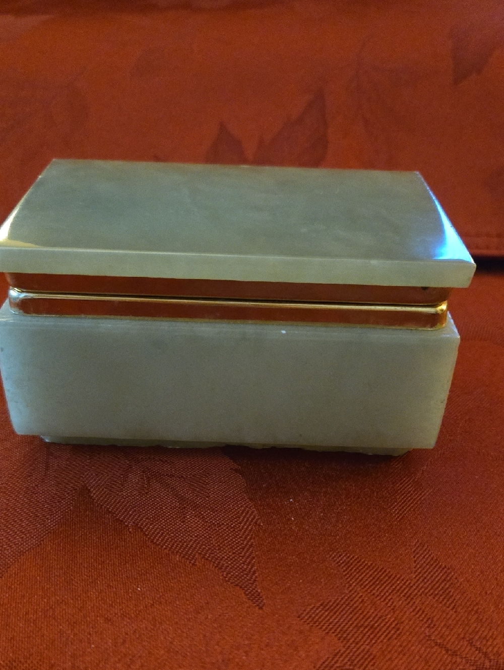 Green Onyx Trinket Box with Gold Accents